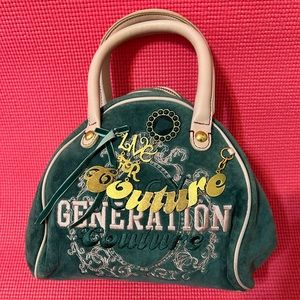 Baby Pink and Teal Vintage Velour Juicy Bowler